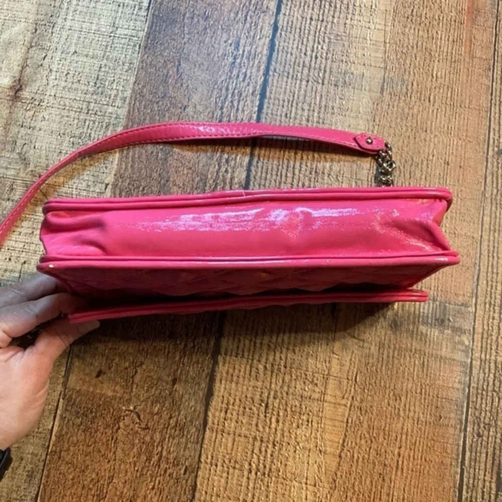 Y2K The‎ Limited Hot Pink Quilted Satin Patent Shoulder Bag Clutch on Chain